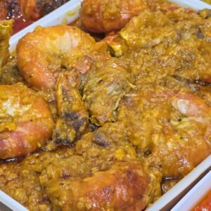 Seafood ikokore (wateryam porridge)