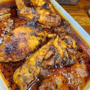 Banga soup with fish & mixed meat